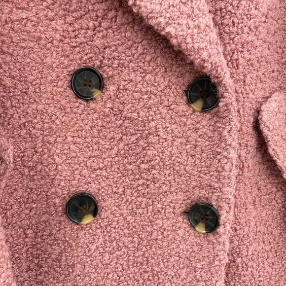 TOPSHOP Alicia Boucle Slouch Pink Wool Blend Long Line Coat Size S - Picture 5 of 8